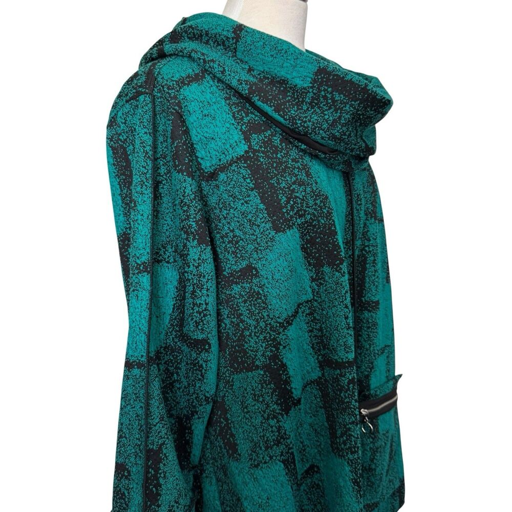 Ali Miles Textured Knit Tunic Top Removable Cowl Neck Scarf Green Black Size XL - Picture 4 of 16